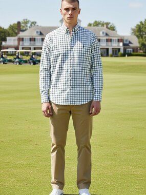 Ralph Lauren Tilden Men's Plaid Long Sleeve Button Down Golf Shirt Size L